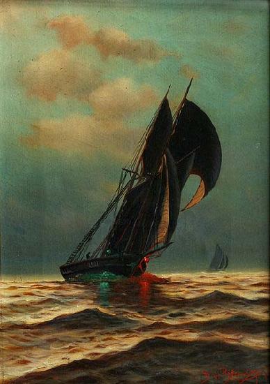 Richard Dey De Ribcowsky Twilight Seascape Sweden oil painting art